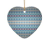 Poezjzw Diamonds Patterns Pattern Christmas Heart Shape Ceramic Ornaments Christmas Tree Hanging Home Decoration Gatherings Souvenirs