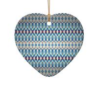 Poezjzw Diamonds Patterns Pattern Christmas Heart Shape Ceramic Ornaments Christmas Tree Hanging Home Decoration Gatherings Souvenirs
