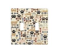 Poezjzw Dog Bones Paw Pattern Wall Plate Outlet Cover Decorative Wall Plate Size 4.5X 4.5in Double Toggle Outlet Light Switch Cover