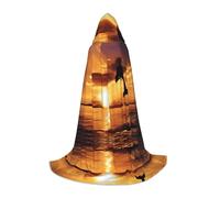 POEZJZW Dolphin At Dusk Pattern Men Women Cloak With Hood Adult Cape With Hood Renaissance Halloween Witch Costume Wizard Cloak L