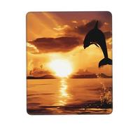 POEZJZW Dolphin At Dusk Textured Mouse Pad, Rubberized Locking Edge Anti-Slip Mouse Pad For Office Gaming Computer Laptop 7 X 8.6 In