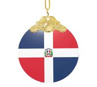 Poezjzw Dominican Republic Pattern Christmas Glass Gold Metal Buckle Pendant Decorations Suitable For Home Shopping Malls And Holiday Celebrations