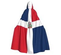 POEZJZW Dominican Republic Pattern Full Length Hooded Robe Cloak Long Cape Halloween Cosplay Costume Hoodies Cape Unisex