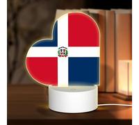 POEZJZW Dominican Republic Pattern Heart Shape Acrylic Night Light with USB Cable Adjustable 3 Colors for Restaurant Bar Cafe