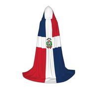 POEZJZW Dominican Republic Pattern Hooded Robe Cloak Long Cape Halloween Cosplay Costume Hoodies Cape Unisex Large