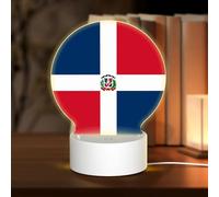 POEZJZW Dominican Republic Pattern Round Acrylic Night Light with USB Cable Adjustable 3 Colors for Restaurant Bar Cafe