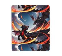 POEZJZW Double Dragon Battle Pattern Mouse Pad Gaming Non-Slip Rubber Base Rectangular Mouse Mat for Desktop Computer Laptop Gaming Office 7 X 8.6 in