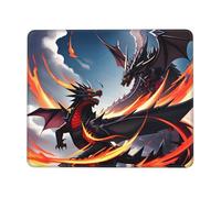 POEZJZW Double Dragon Battle Pattern Mouse Pad Gaming Non-Slip Rubber Base Rectangular Mouse Mat for Desktop Computer Laptop Gaming Office 7 X 8.6 in