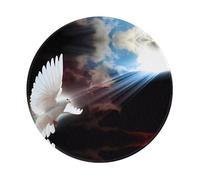 POEZJZW Dove Sun Art Pattern Round Mouse Pad, Non-Slip Rubber Base Small Mouse Pad, Suitable For Games, Computer Laptop, 7.9x7.9 Inches.