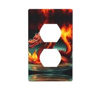 Poezjzw Dragon King In Fire Pattern Outlet Covers Wall Plate Light Switch Plate Decorative For Kitchen Bathroom Bedroom Farmhouse Decor