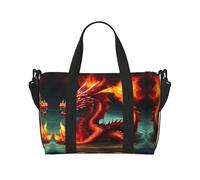 Poezjzw Dragon King In Fire Travel Duffle Bag Weekender Carry On Tote Bags For Women Hospital Bags For Labor And Delivery Overnight Luggage Bag, Black, One Size, Black, One Size