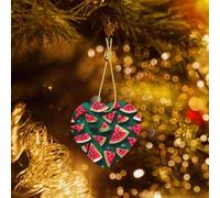 Poezjzw Dream Watermelon Pattern Ceramic Christmas Ornament Heart Hanging Pendant Gifts For Xmas Holidays, Ornaments For Home Decor