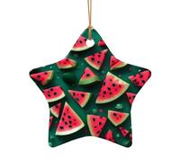 Poezjzw Dream Watermelon Pattern Ceramic Christmas Ornament Star Shape Hanging Pendant Gifts For Xmas Holidays, Ornaments For Home Decor
