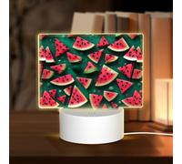 POEZJZW Dream Watermelon Pattern Rectangle Acrylic Night Light with USB Cable Adjustable 3 Colors for Restaurant Bar Cafe