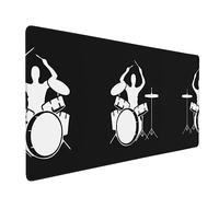 Poezjzw Drummer Long Gaming Mouse Pad Large Desk Pad Keyboard Mat with Stitched Edges for Gaming and Office 16x35.5in