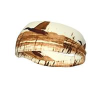 Poezjzw Duck Fly Upon River Pattern Sports Headband Suitable For Running Yoga Elasticated Moisture Wicking Hairband