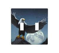 Poezjzw Eagle Under The Stars Pattern Decorative Light Switch Plate Covers 2 Gang Wall Plate Double Toggle Switch Cover 4.5 X 4.5 in