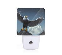 POEZJZW Eagle Under The Stars Pattern Led Night Light Plug Into Wall with Dusk to Dawn Sensors, Warm for Bedroom Bathroom Hallway Kitchen