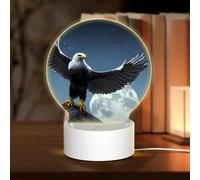 POEZJZW Eagle Under The Stars Pattern Round Acrylic Night Light with USB Cable Adjustable 3 Colors for Restaurant Bar Cafe