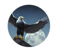 POEZJZW Eagle Under The Stars Pattern Round Mouse Mat, Cute Mouse Pad, Non-Slip Rubber Base With Stitched Edge, Small Size 7.9 X 7.9 Inch