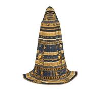 POEZJZW Egyptian Pharaonic Frescoes Pattern Hooded Robe Cloak Long Cape Halloween Cosplay Costume Hoodies Cape Unisex Medium
