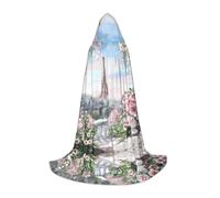 POEZJZW Eiffel Tower Paris View Pattern Men Women Cloak With Hood Adult Cape With Hood Renaissance Halloween Witch Costume Wizard Cloak L