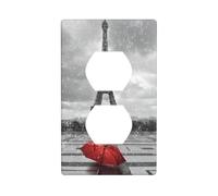 Poezjzw Eiffel Tower with Red Umbrella Pattern Light Switch Cover Outlet Cover Duplex Outlet Decorative Wall Plate Decorative Wall Plate Size 4.5x2.76 Inch