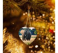 Poezjzw Elephant in The Grassland Pattern Christmas Tree Ceramic Ornament Hanging Decorations for Home Christmas Holiday Party Gift