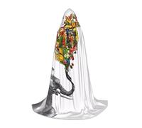POEZJZW Elephant With Heart-Shaped Flower Pattern Teenager Hooded Cloak Cloak Women Men Halloween Costume Masquerade Cosplay Costume Christmas Party Robe L