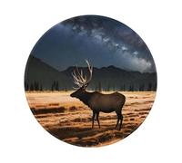 POEZJZW Elk In The Meadow Pattern Round Mouse Mat, Cute Mouse Pad, Non-Slip Rubber Base With Stitched Edge, Small Size 7.9 X 7.9 Inch