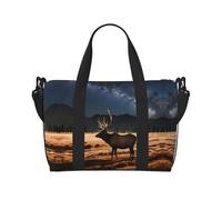 Poezjzw Elk In The Meadow Travel Duffle Bag Weekender Carry On Tote Bags For Women Hospital Bags For Labor And Delivery Overnight Luggage Bag, Black, One Size, Black, One Size