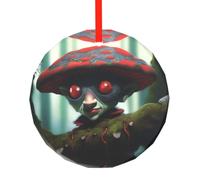 Poezjzw Elves On The Tree Pattern Glass Christmas Ornament Round Hanging Pendant Gifts For Xmas Holidays, Ornaments For Home Decor