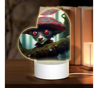 POEZJZW Elves On The Tree Pattern Heart Shape Acrylic Night Light with USB Cable Adjustable 3 Colors for Restaurant Bar Cafe