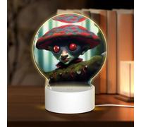 POEZJZW Elves On The Tree Pattern Round Acrylic Night Light with USB Cable Adjustable 3 Colors for Restaurant Bar Cafe