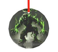 Poezjzw Elves On The Tree Spirit Pattern Glass Christmas Ornament Round Hanging Pendant Gifts For Xmas Holidays, Ornaments For Home Decor