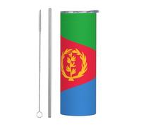 POEZJZW Eritrean Flag 20 Oz Insulated Stainless Steel, Coffee Cup with Lid and Straw, Double Wall Vacuum Travel Mug Leakproof Cup