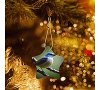 Poezjzw Ethereal Nightingale Bird Pattern Christmas Tree Ceramic Ornament Hanging Decorations for Home Holiday Party Gift