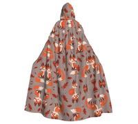 POEZJZW Fall Fox Pattern Poncho Halloween Hooded Cape Women'S Men'S Halloween Dress Up Party Cosplay Costumes
