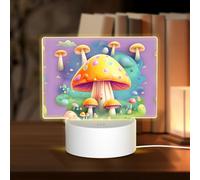 POEZJZW Fantasy Dream Mushroom Pattern Rectangle Acrylic Night Light with USB Cable Adjustable 3 Colors for Restaurant Bar Cafe