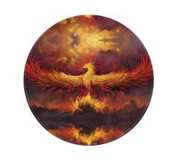POEZJZW Fantasy Phoenix Pattern Round Mouse Pad, Non-Slip Rubber Base Small Mouse Pad, Suitable For Games, Computer Laptop, 7.9x7.9 Inches.