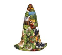 POEZJZW Farm Animals Pattern Men Women Cloak With Hood Adult Cape With Hood Renaissance Halloween Witch Costume Wizard Cloak S