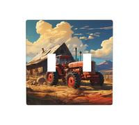 Poezjzw Farm Red Tractor Pattern Decorative Light Switch Plate Covers 2 Gang Wall Plate Double Toggle Switch Cover 4.5 X 4.5 in