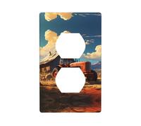 Poezjzw Farm Red Tractor Pattern Outlet Covers Wall Plate Light Switch Plate Decorative for Kitchen Bathroom Bedroom Farmhouse Decor