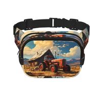 Poezjzw Farm Red Tractor Travel Waist Bag Suitable For Running, Cycling And Outdoor Adventures, Store Mobile Phones And Credit Cards, Black, One Size