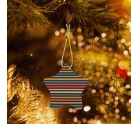 Poezjzw Fashion Striped Pattern Ceramic Star-Shaped Christmas Tree Ornaments, Family New Year Home Souvenirs For Gatherings