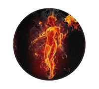POEZJZW Fire Nude Woman Flame Pattern Round Mouse Pad, Non-Slip Rubber Base Small Mouse Pad, Suitable For Games, Computer Laptop, 7.9x7.9 Inches.