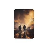 Poezjzw Firefighters Fighting Fires Pattern Car Air Fresheners 6 Pcs Rectangle Hanging Aromatherapy Tablets Scented Fresheners For Bedroom Bathroom
