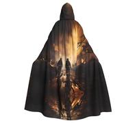 POEZJZW Firefighters Fighting Fires Pattern Full Length Hooded Robe Cloak Long Cape Halloween Cosplay Costume Hoodies Cape Unisex