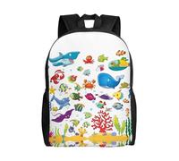 POEZJZW Fish Under The Sea Pattern Casual Shoulders Backpack School Bags Ladies Day And Sports Travel Bag Laptop Bag