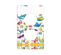 Poezjzw Fish Under The Sea Pattern Light Switch Cover Outlet Cover Duplex Outlet Decorative Wall Plate Decorative Wall Plate Size 4.5x2.76 Inch